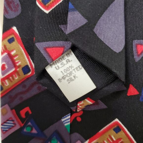 Vintage Oscar De La Renta Abstract Silk Necktie - Picture 3 of 5